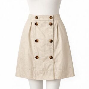 Magaschoni 100% Linen Button Front A-Line Skirt Size 12 Neutral Spring